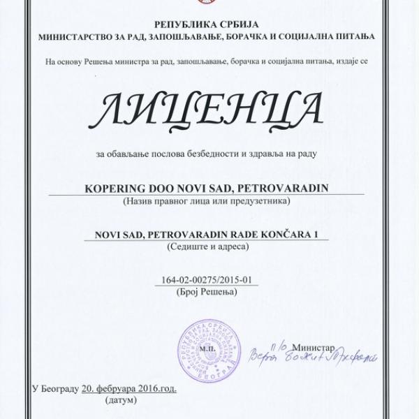 Licenca za obavljanje poslova bezbednosti i zdravlja na radu